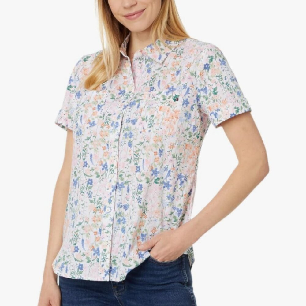 NWOT Tommy Hilfiger Women's Garden Floral Cotton Camp Shirt
